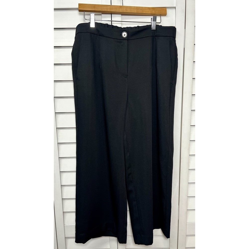 Chico's Wide Leg Crop Dress Pants Career Business Office Size 2 US Large Black
